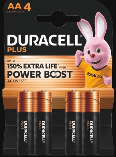 DURACELL Plus AA Batteries (4 Pack) – Power Boost Alkaline Batteries 1.5V