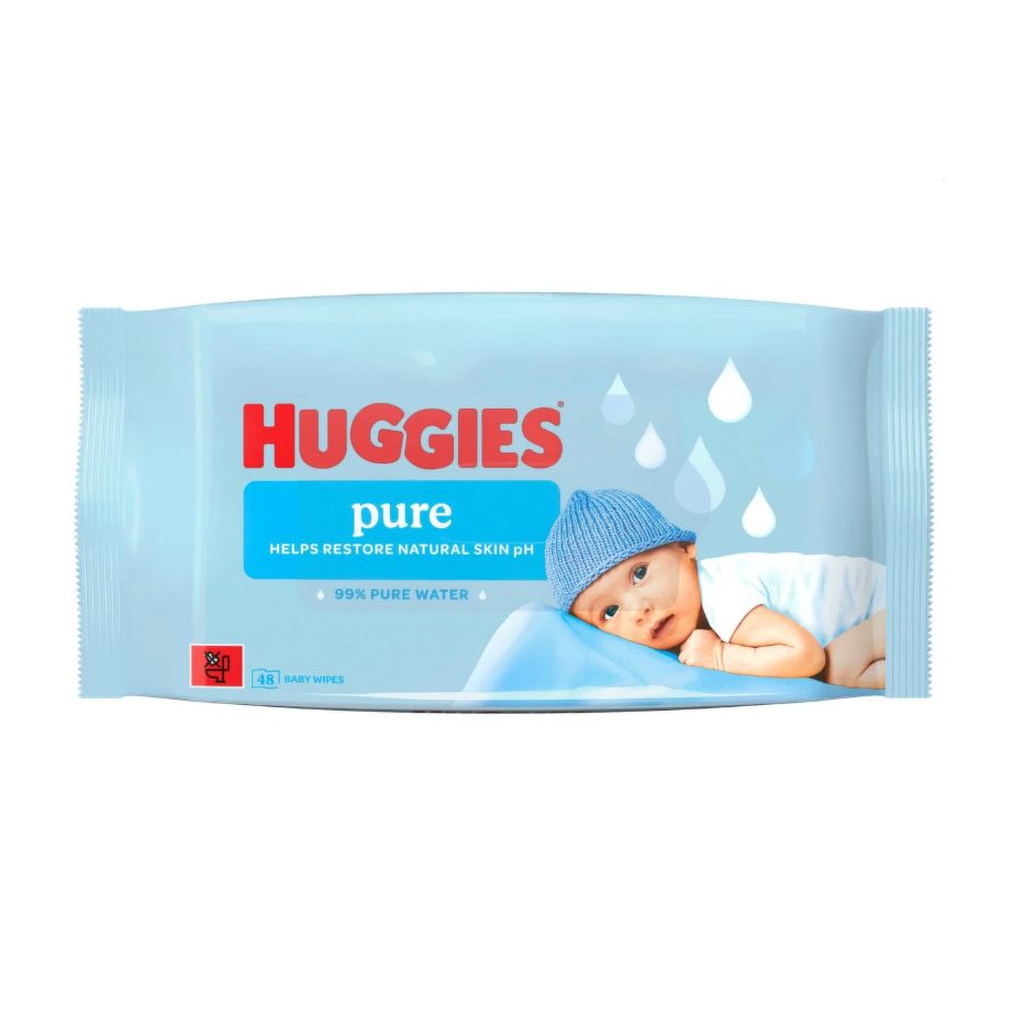 Huggies Pure Plastic Free Baby Wipes 48 wipes