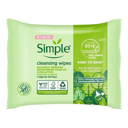 Simple Kind to Skin Facial Wipes 25 Pack